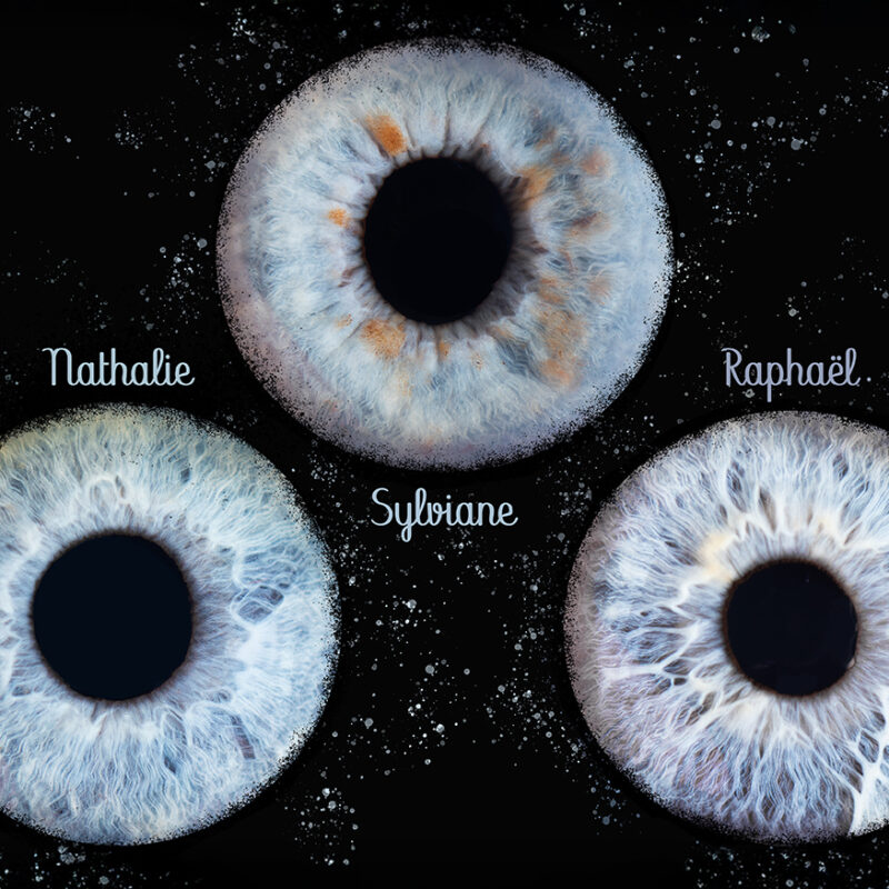 Photo de 3 iris avec les prénoms